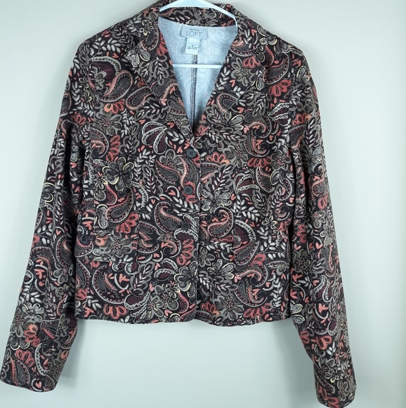 LOFT Jackets & Blazers - LOFT Faux Denim Peplum Jacket SZ 8